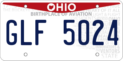 OH license plate GLF5024