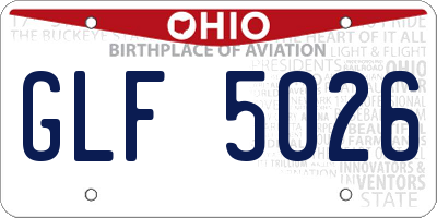 OH license plate GLF5026