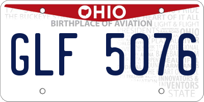 OH license plate GLF5076