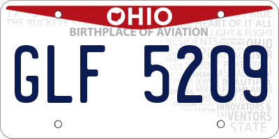 OH license plate GLF5209