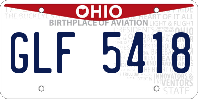 OH license plate GLF5418
