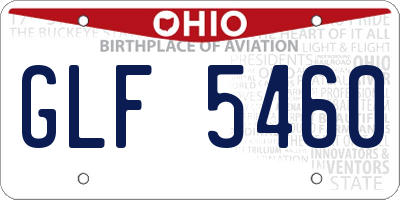 OH license plate GLF5460