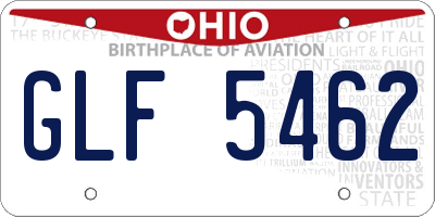 OH license plate GLF5462