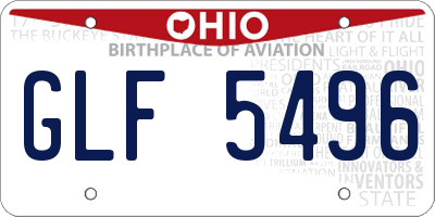 OH license plate GLF5496