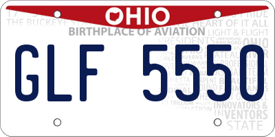 OH license plate GLF5550