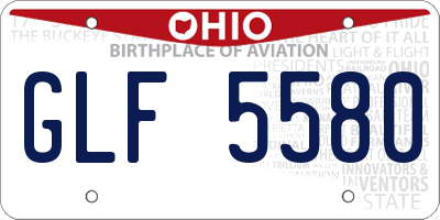 OH license plate GLF5580