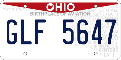 OH license plate GLF5647