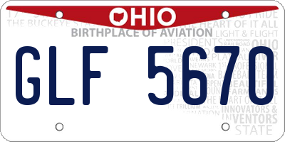 OH license plate GLF5670
