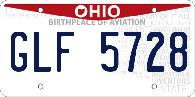OH license plate GLF5728