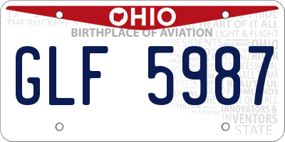 OH license plate GLF5987