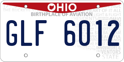 OH license plate GLF6012