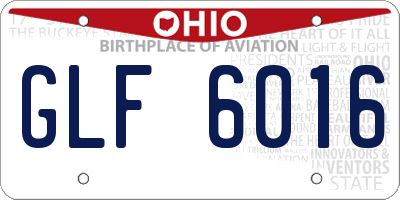 OH license plate GLF6016