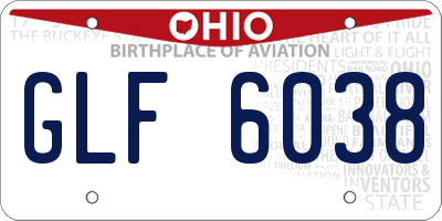 OH license plate GLF6038