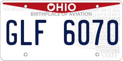 OH license plate GLF6070