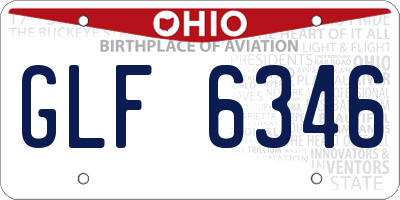 OH license plate GLF6346