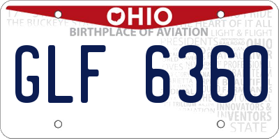 OH license plate GLF6360