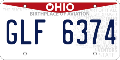 OH license plate GLF6374