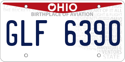 OH license plate GLF6390