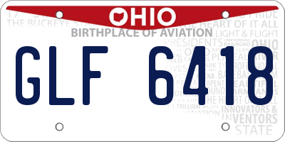 OH license plate GLF6418