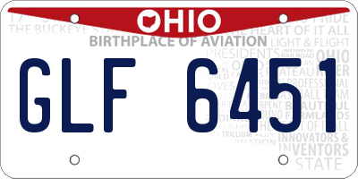 OH license plate GLF6451