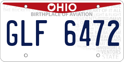 OH license plate GLF6472