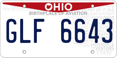 OH license plate GLF6643