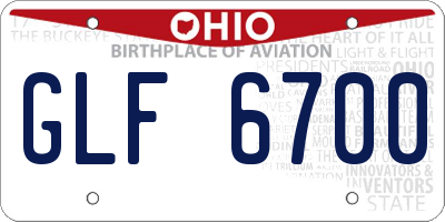 OH license plate GLF6700