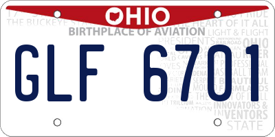 OH license plate GLF6701