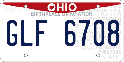 OH license plate GLF6708