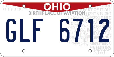 OH license plate GLF6712