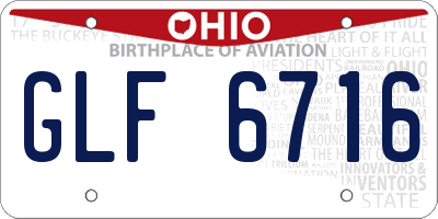 OH license plate GLF6716