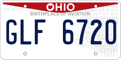 OH license plate GLF6720