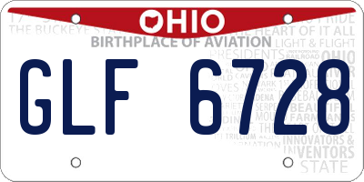 OH license plate GLF6728