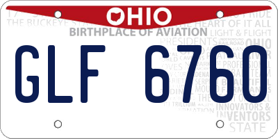 OH license plate GLF6760