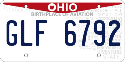 OH license plate GLF6792