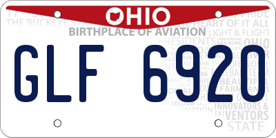 OH license plate GLF6920