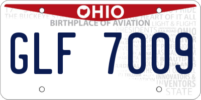 OH license plate GLF7009