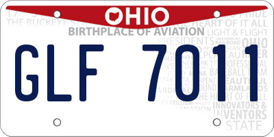 OH license plate GLF7011