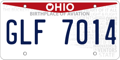 OH license plate GLF7014