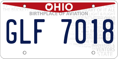 OH license plate GLF7018