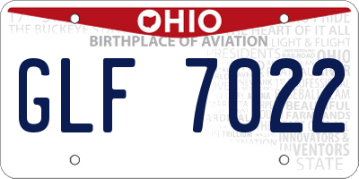 OH license plate GLF7022