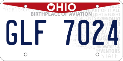OH license plate GLF7024