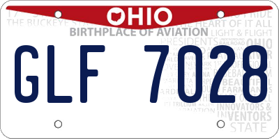 OH license plate GLF7028