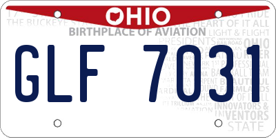 OH license plate GLF7031