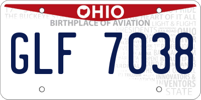 OH license plate GLF7038