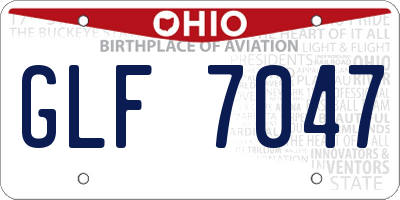 OH license plate GLF7047