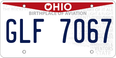 OH license plate GLF7067