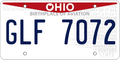 OH license plate GLF7072