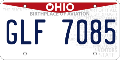 OH license plate GLF7085