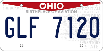 OH license plate GLF7120